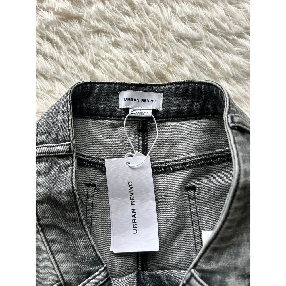 Urban Revivo Grey Denim Midi Skirt US 8 Vintage Style - Picture 5 of 8